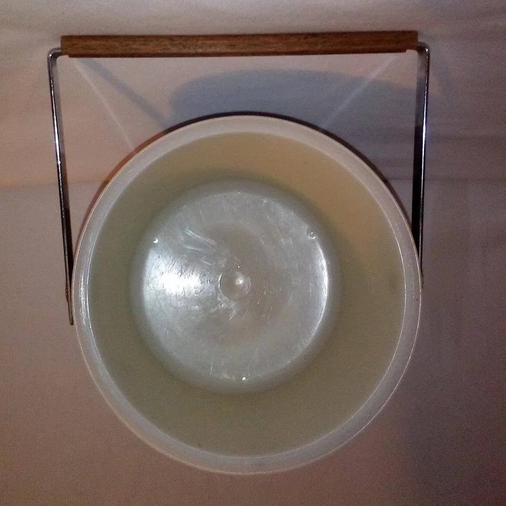 Mid Century Modern Faux Alligator, Metal & Wood Ice Bucket: Vintage